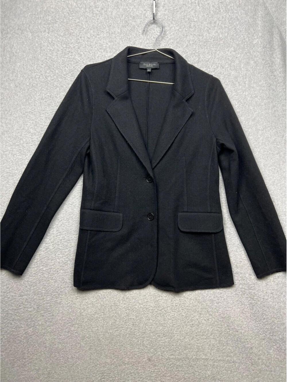 Talbots Wool Unstructured 2 Button Sweater Blazer Jacket Womens 8 Office Work